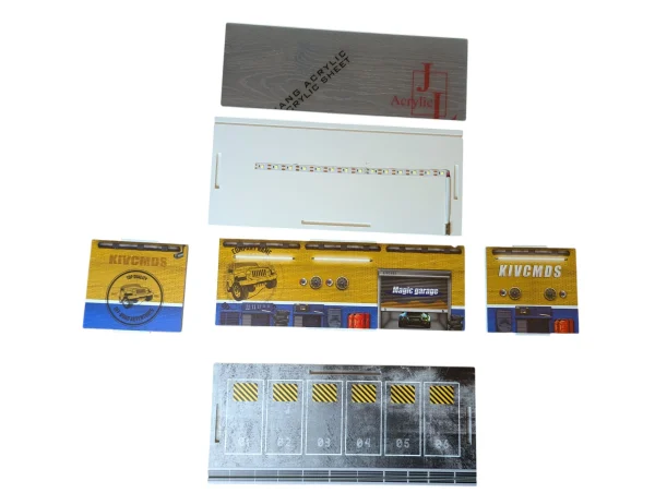 Garaż Scena LED 1:64 z Akrylową Szybą – Półka Ekspozycyjna Hot Wheels (żółto-niebieski)